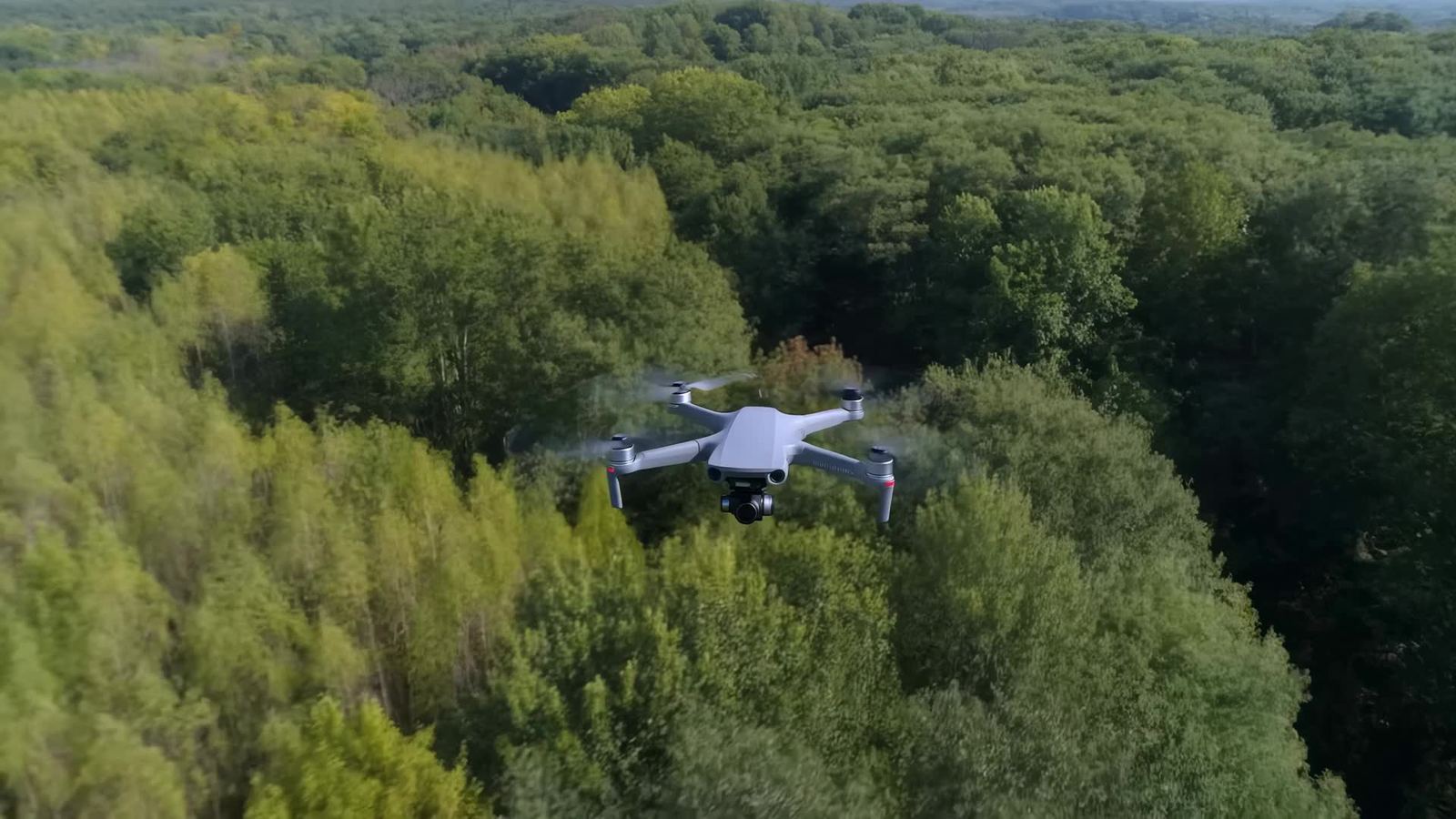 Dron u letu iznad šumskog krošnja